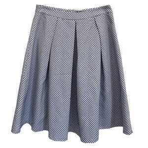 ELOQUII Studio Women's 14 Navy White Polka Dot A-Line Midi Skirt